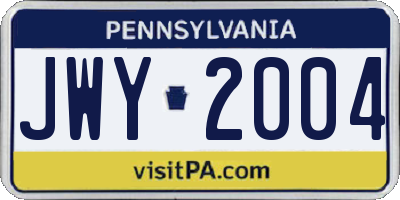 PA license plate JWY2004