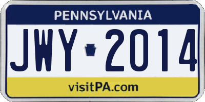 PA license plate JWY2014