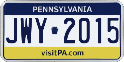PA license plate JWY2015