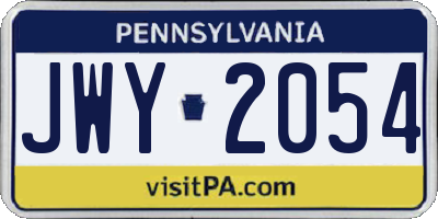 PA license plate JWY2054