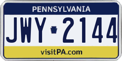 PA license plate JWY2144