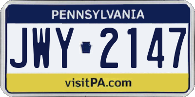 PA license plate JWY2147