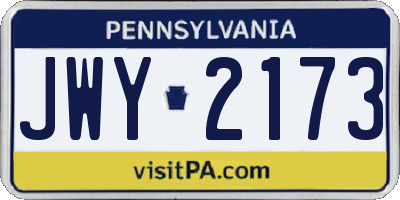 PA license plate JWY2173