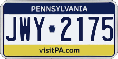 PA license plate JWY2175