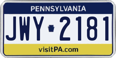 PA license plate JWY2181