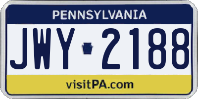 PA license plate JWY2188