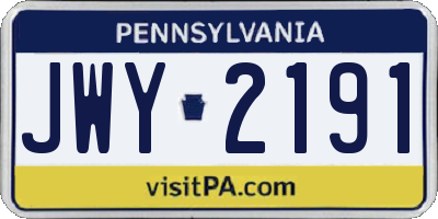 PA license plate JWY2191
