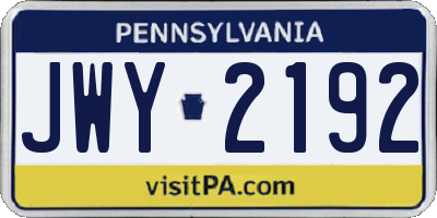PA license plate JWY2192