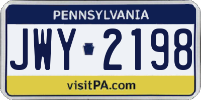 PA license plate JWY2198