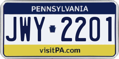 PA license plate JWY2201