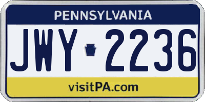 PA license plate JWY2236