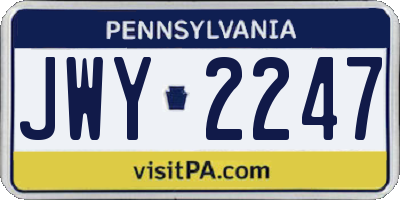 PA license plate JWY2247