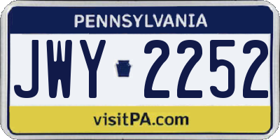 PA license plate JWY2252