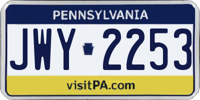 PA license plate JWY2253