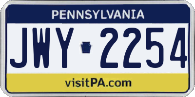 PA license plate JWY2254