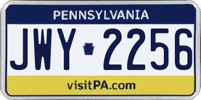 PA license plate JWY2256