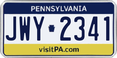 PA license plate JWY2341
