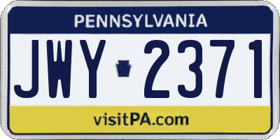 PA license plate JWY2371