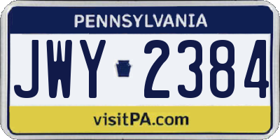 PA license plate JWY2384