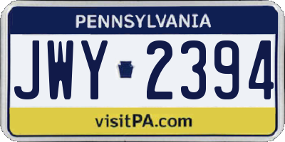 PA license plate JWY2394