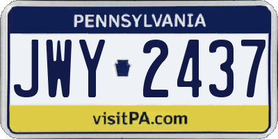 PA license plate JWY2437