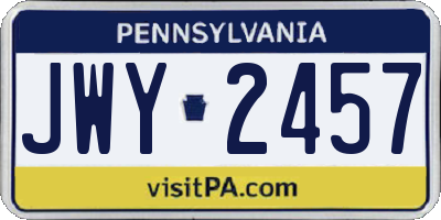 PA license plate JWY2457