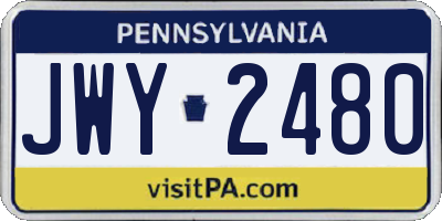 PA license plate JWY2480
