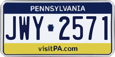 PA license plate JWY2571
