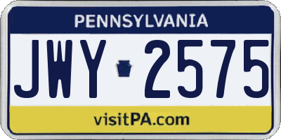 PA license plate JWY2575