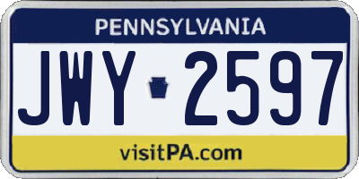 PA license plate JWY2597