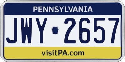 PA license plate JWY2657