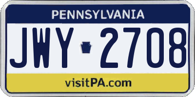 PA license plate JWY2708
