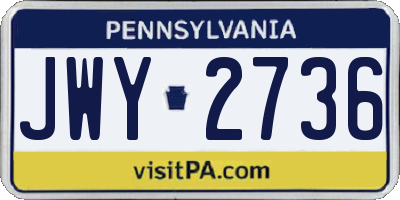 PA license plate JWY2736