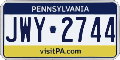 PA license plate JWY2744