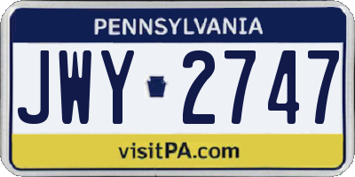 PA license plate JWY2747