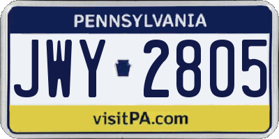 PA license plate JWY2805