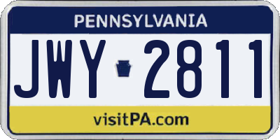 PA license plate JWY2811