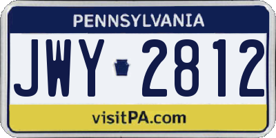 PA license plate JWY2812