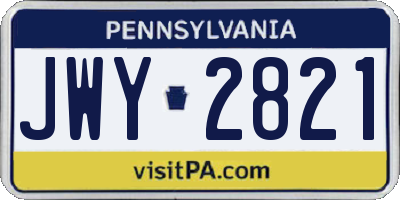 PA license plate JWY2821