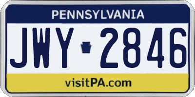 PA license plate JWY2846