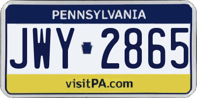 PA license plate JWY2865