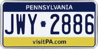 PA license plate JWY2886