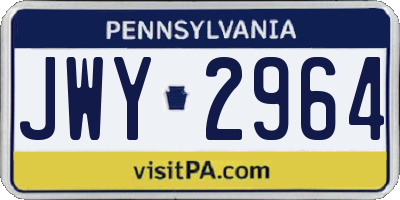 PA license plate JWY2964
