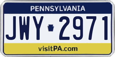 PA license plate JWY2971