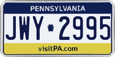 PA license plate JWY2995