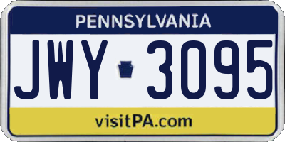 PA license plate JWY3095