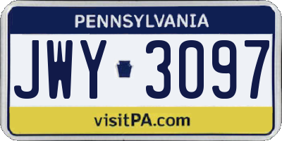 PA license plate JWY3097