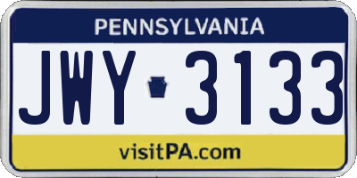 PA license plate JWY3133