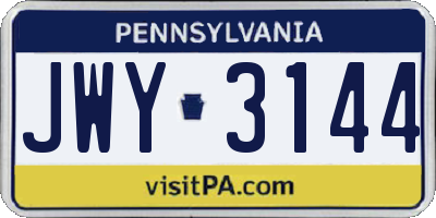 PA license plate JWY3144
