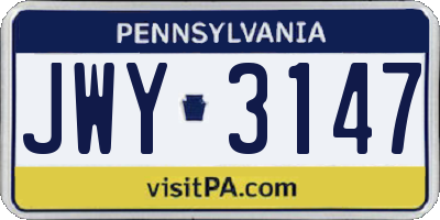PA license plate JWY3147